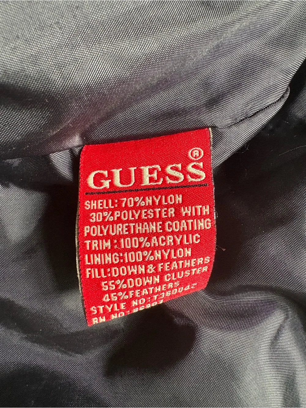 Vintage Black GUESS Quilted Puffer Jacket